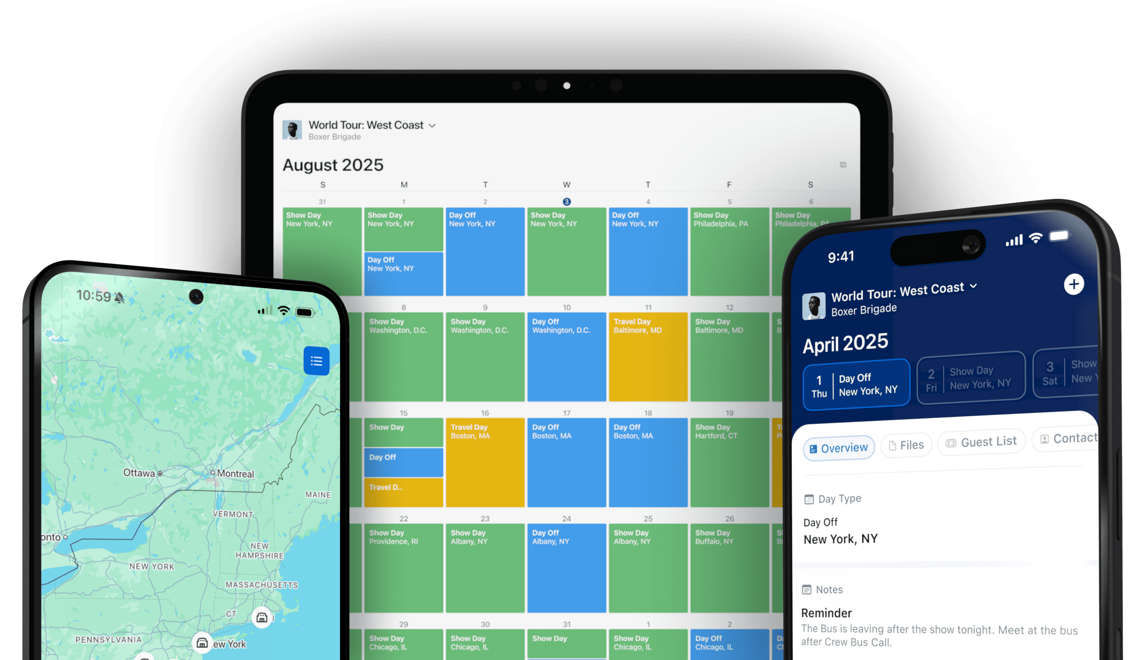 Daysheets apps shown on Android, iPad, and iPhone
